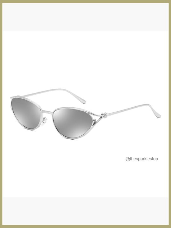 Metal Frame Oval Cat Eye Sunglasses, Retro 90s Style, UV400 Protection